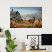 Big Buck Deer schokte op het Boerderij Poster (Thuiskantoor)