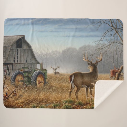 Big Buck Deer schokte op het Boerderij Sherpa Deken (Voorkant (horizontaal))