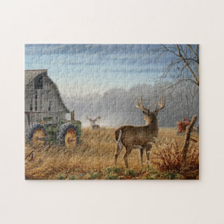 Big Buck Deer Showdown on the Boerderij Puzzle Legpuzzel