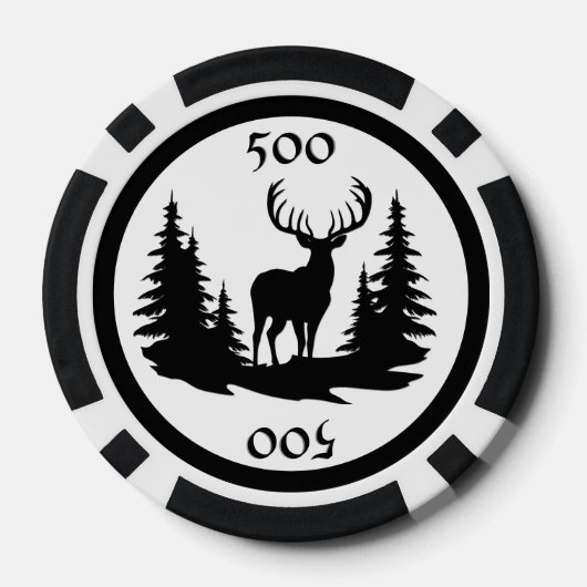 Big Buck Onder Pine Trees Toevoegen Bedrag Poker Chips (Achterkant)