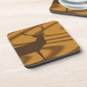 Big Buck Silhouette in Wood Onderzetter (Linkerzijde)