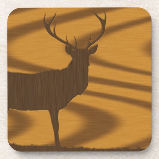 Big Buck Silhouette in Wood Onderzetter (Voorkant)