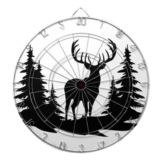 Big Buck Tussen Pine Tree Vector Dartbord (Voorkant)