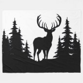 Big Buck Tussen Pine Tree Vector Fleece Deken (Voorkant (Horizontaal))