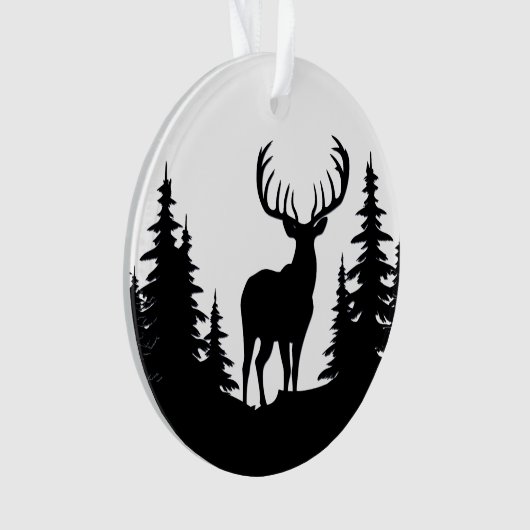 Big Buck Tussen Pine Tree Vector Ornament (voorkant)