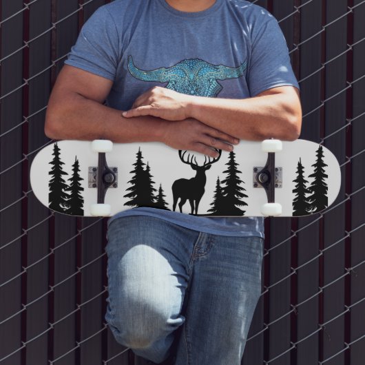 Big Buck Tussen Pine Tree Vector Persoonlijk Skateboard (Buiten 3)