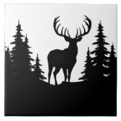 Big Buck Tussen Pine Tree Vector Tegeltje (Voorkant)
