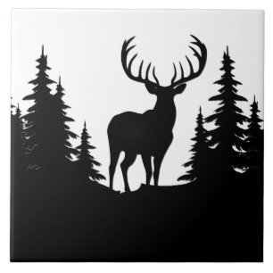 Big Buck Tussen Pine Tree Vector Tegeltje