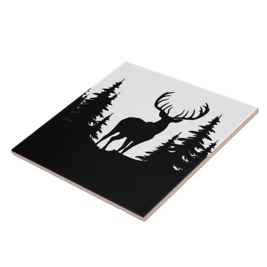 Big Buck Tussen Pine Tree Vector Tegeltje (Zijkant)
