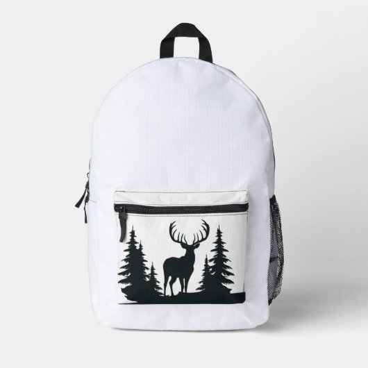 Big Buck Tussen Pine Trees Bedrukte Rugzak (Voorkant)