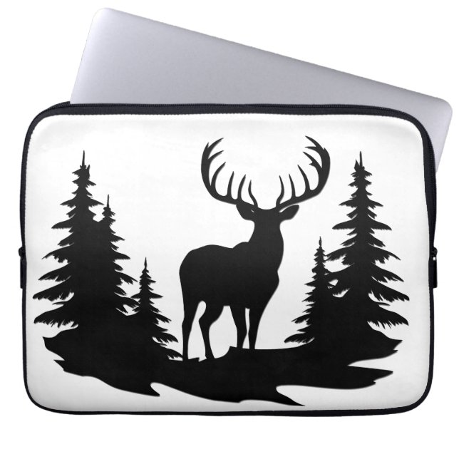 Big Buck Tussen Pine Trees Vector Laptop Sleeve (Voorkant)