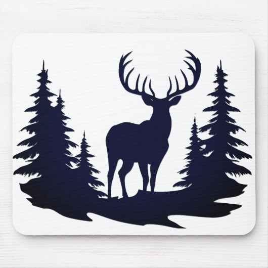 Big Buck Tussen Pine Trees Vector Muismat (Voorkant)