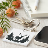 Big Buck Tussen Pine Trees Vector Sleutelhanger (Voorkant Rechts)