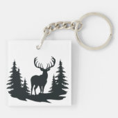 Big Buck Tussen Pine Trees Vector Sleutelhanger (Achterkant)