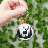 Big Buck Tussen Pine Trees Vector Sleutelhanger (Hand)