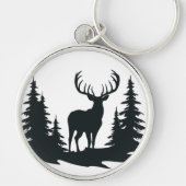 Big Buck Tussen Pine Trees Vector Sleutelhanger (Voorkant)