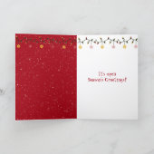 Big Buck Wearing a Glowing Christmas Wreath Kaart (Binnen)