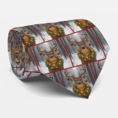 Big Buck Wearing a Glowing Christmas Wreath Stropdas (Opgerold)