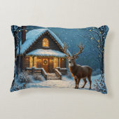  Big Buck's Snowy Christmas Visit Accent Kussen (Achterkant)