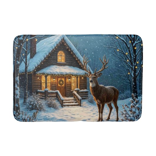 Big Buck's Snowy Christmas Visit Badmat (Voorkant)