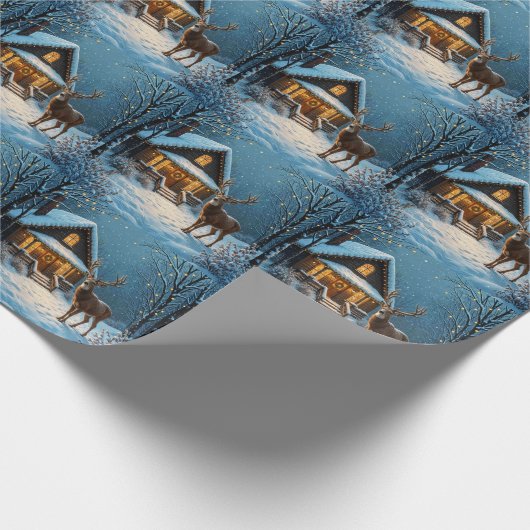  Big Buck's Snowy Christmas Visit Cadeaupapier (Hoek)