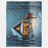  Big Buck's Snowy Christmas Visit Fleece Deken (Voorkant)