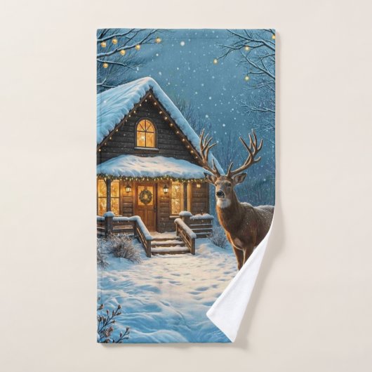 Big Buck's Snowy Christmas Visit Handdoek (Handdoek)