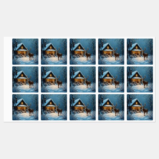  Big Buck's Snowy Christmas Visit Labels (Vel)