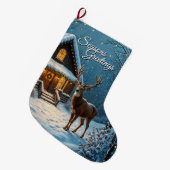 Big Buck's Snowy Christmas Visit Personal Grote Kerstsok (Voorkant (Hangend))