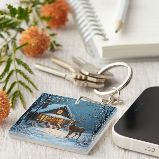  Big Buck's Snowy Christmas Visit Sleutelhanger (Voorkant Rechts)