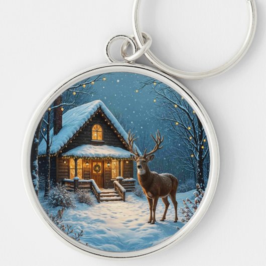  Big Buck's Snowy Christmas Visit Sleutelhanger (Voorkant)