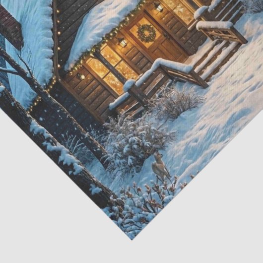 Big Buck's Snowy Christmas Visit Tissuepapier (Detail)