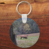 Big Bull Elk in de herfst paars gras Sleutelhanger (Voorkant)