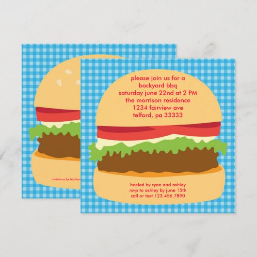 Big Burger BBQ Uitnodiging (Voorkant / Achterkant)