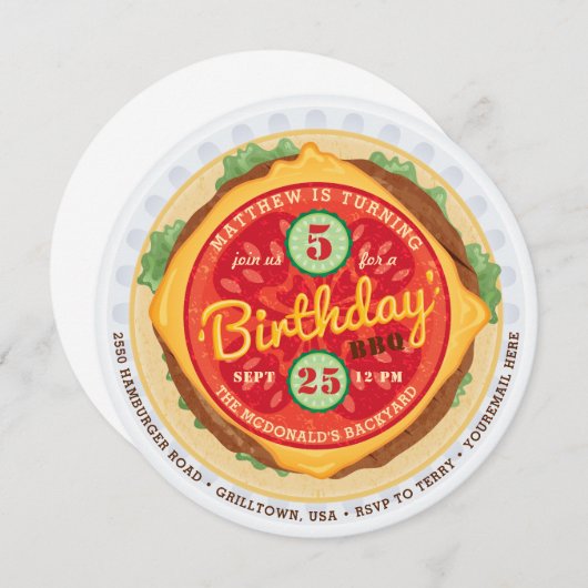 Big Burger verjaardagsuitnodiging Kaart (Voorkant / Achterkant)