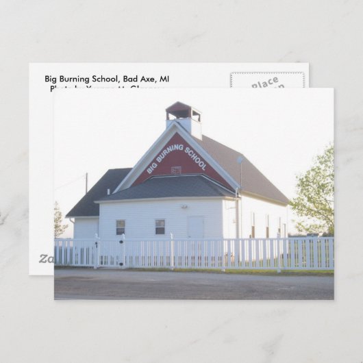 Big Burning School, Bad Ax, MI Briefkaart (Voorkant / Achterkant)