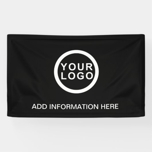 Big Business Logo Professional Zwart Wit Spandoek (Horizontaal)