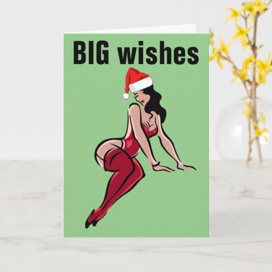 BIG BUTT GIRL KUNST KERST KAARTEN (Gele Bloem)