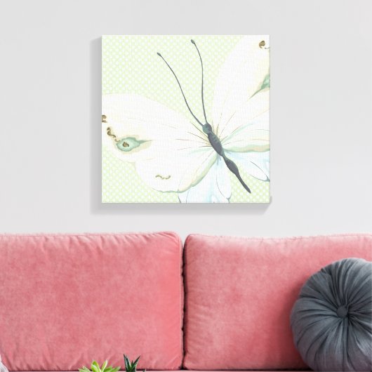 Big Butterfly op Polka Dots Canvas Print (Insitu (Woonkamer))