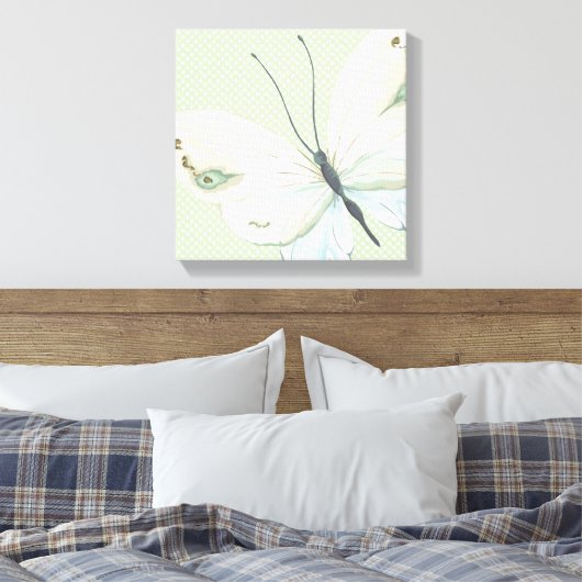 Big Butterfly op Polka Dots Canvas Print (Insitu (Slaapkamer))