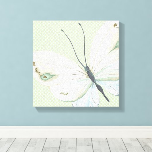 Big Butterfly op Polka Dots Canvas Print (Insitu (Houten vloer))