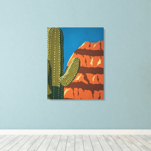 Big Cactus Canvas Afdruk (Insitu (Houten vloer))