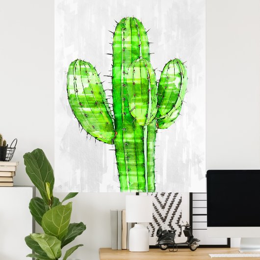 Big Cactus Plant Poster (Thuiskantoor)