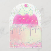 Big cake design girl Birthday Party Kaart (Achterkant)