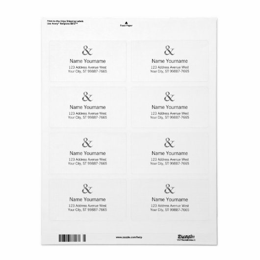 Big Caslon Medium Black Letterpress Grain Etiket (Full Sheet)