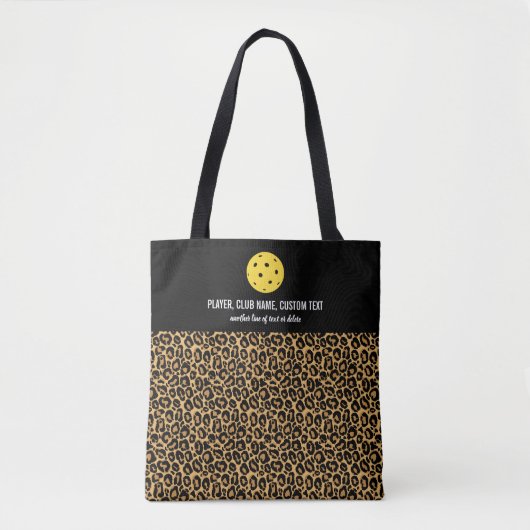 Big Cat Animal Print Aangepaste Pickleball Paddle Tote Bag (Voorkant)