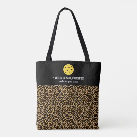 Big Cat Animal Print Aangepaste Pickleball Paddle Tote Bag (Achterkant)