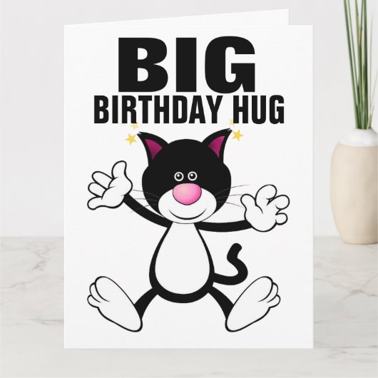 BIG CAT HUG HAPPY BIRTHDAY WENSKAARTEN KAART (Voorkant)