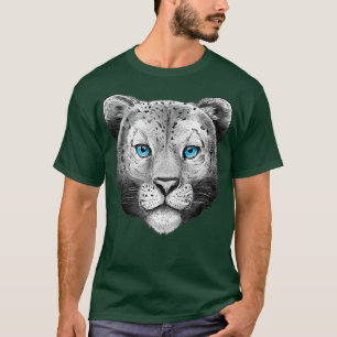 Big Cat Leo Head Face Blue Eyes Snow Leopard T-shirt