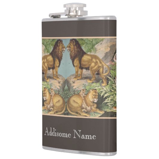 Big Cat Lions Tigers, luipaarden, dieren afdrukken Heupfles (Links)